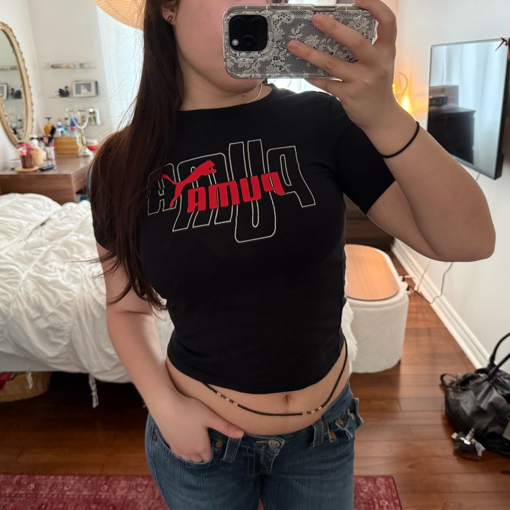 Puma Black Baby Tee with Red Logo